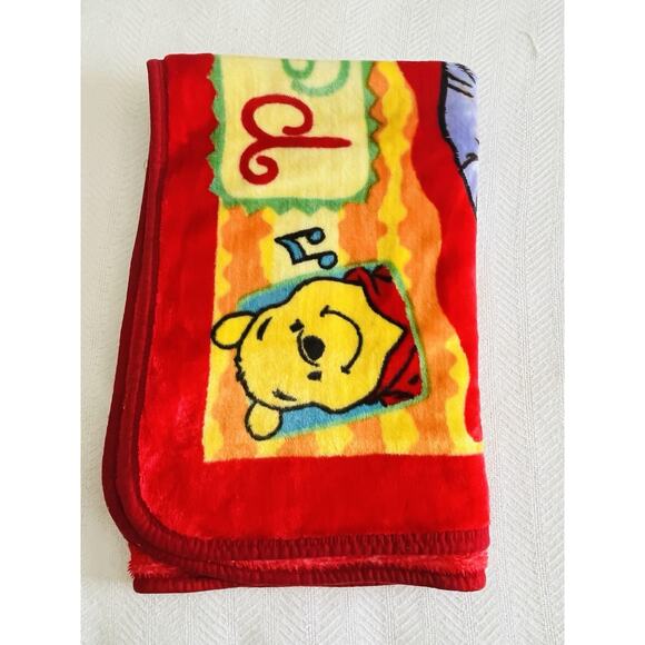 Vintage Winnie The Pooh Blanket Plush Purple Red Honey Bees Yellow Sweet Dreams - Picture 10 of 13